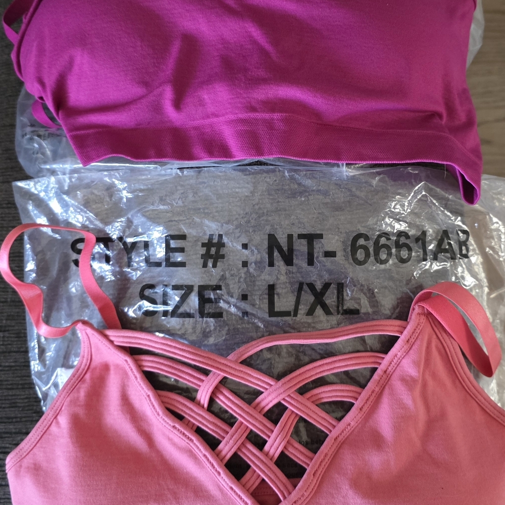 Zenana Pink&Coral Sports Bras. Brand New In Plastic. Size L/XL.